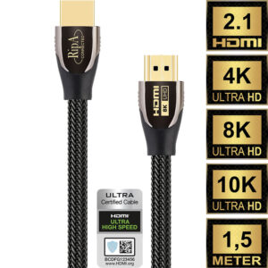 Ripa Connected HDMI 2.1 kabel gecertificeerd 1,5 m grijs / zwart