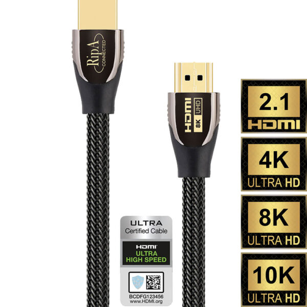 Ripa Connected HDMI 2.1 kabel gecertificeerd grijs / zwart