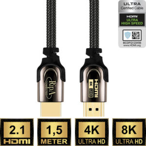 Ripa Connected HDMI kabel 2.1 met certificaat 1,5 m grijs / zwart