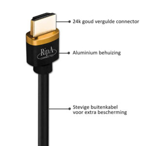 Ripa Connected HDMI kabel 2.1 zwart / goud